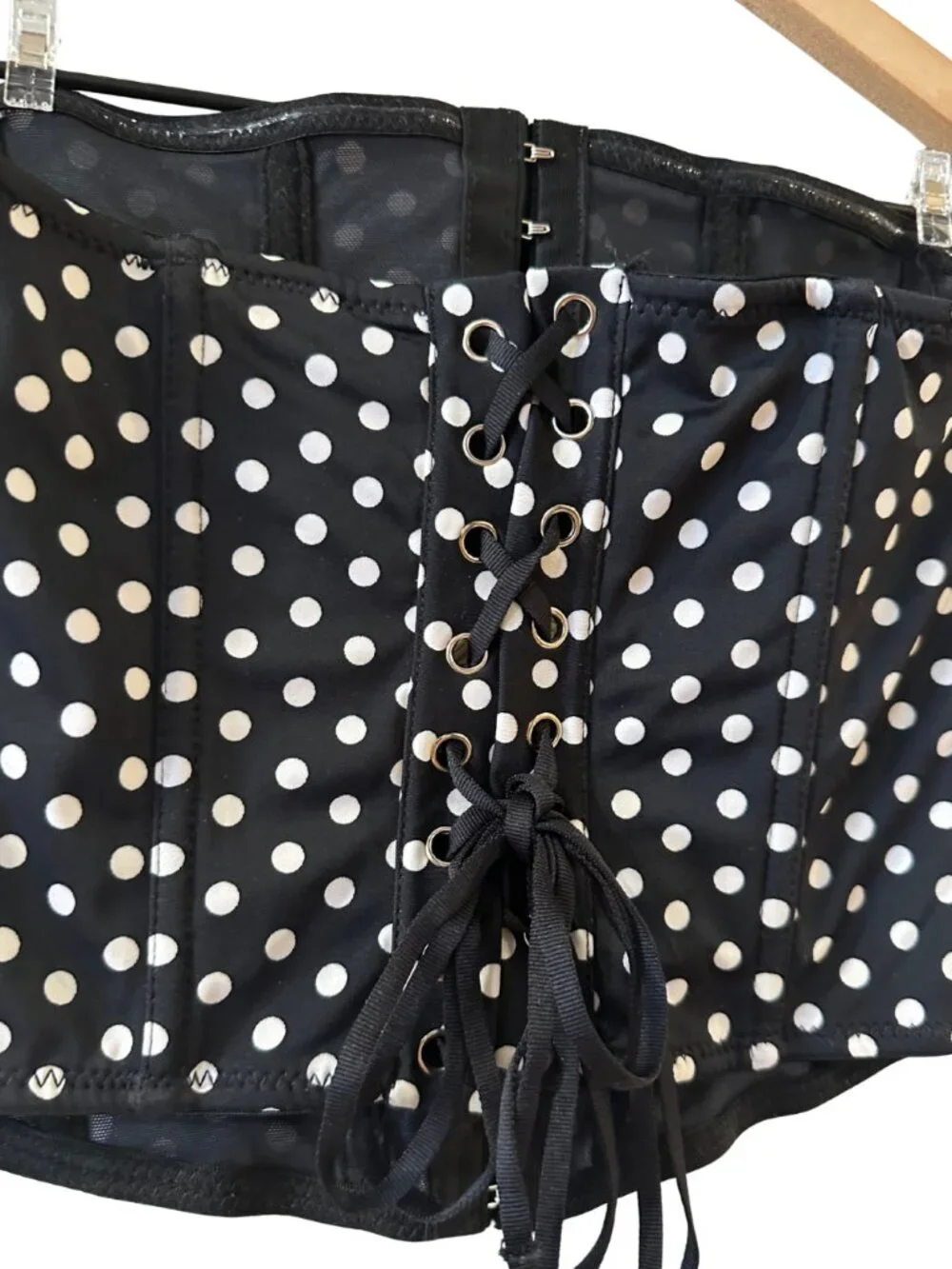 Out From Under Urban Outfitters Afterglow Polka Dot Strapless Bustier Corset